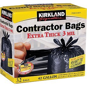 Kirkland Signature 42-Gallon Heavy Duty Contractor Clean Up Bags - 32 Count