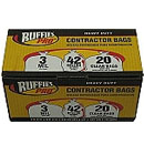 Ruffies Pro Contractor Bags, Clear, 42 gallon, 20 ct